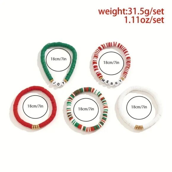 Cb19  5 piece Christmas stacking bracelet set - Picture 4 of 7